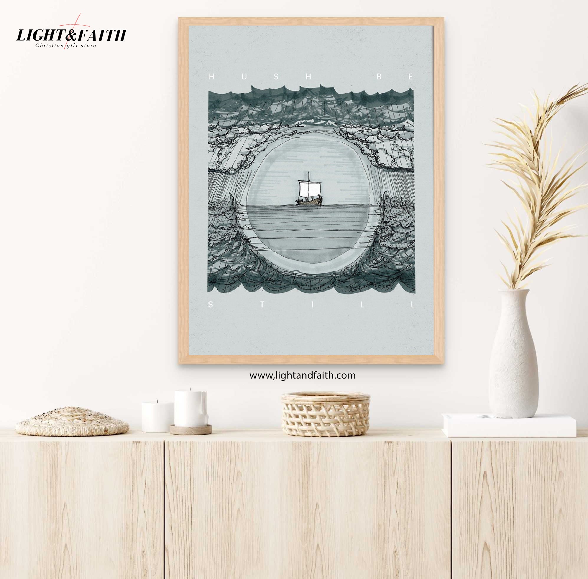 Hush Be Still Poster, Jesus Stills Sea Poster, Peace Be Still, Jesus Poster , Bible Art Poster
